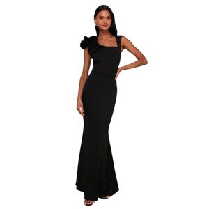 Lulus Lucette Black Sleeveless Ruffled Mermaid Maxi Dress XS